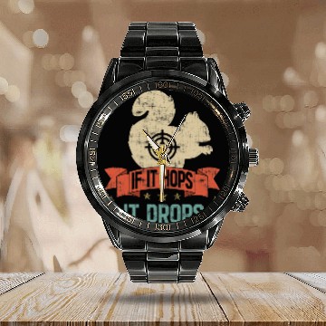 Discover Squirrel Pet Funny If It Hops It Drops Squirrel Hunting 1 Baseball Tees Calendar Steel Band Watch