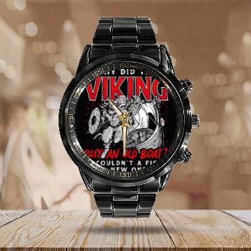 Discover Norse Viking History Pun Design for Viking Warriors Baseball Tees Calendar Steel Band Watch
