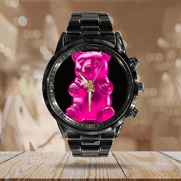 Discover Bear Pet Pink Gummy Bear Calendar Steel Band Watch