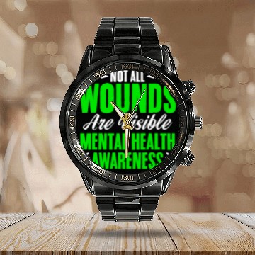 Discover Not All Wounds Visible Mental Health People With Depression Baseball Tees Calendar Steel Band Watch