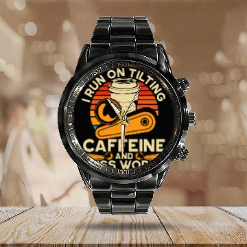 Discover I Run On Tilting caffeines And Cuss Works Top Pinball Machine Calendar Steel Band Watch