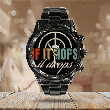 Discover Squirrel Pet Funny If It Hops It Drops Squirrel Hunting Calendar Steel Band Watch