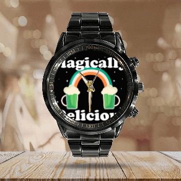 Discover Beer Fun Saint Patricks MAGICALLY DELICIOUS Green Beer St Patty Calendar Steel Band Watch