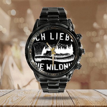 Discover I Love the Wilderness Camping Vintage Calendar Steel Band Watch
