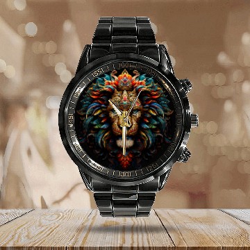 Discover Lion Pet Regal Batik Lion Calendar Steel Band Watch