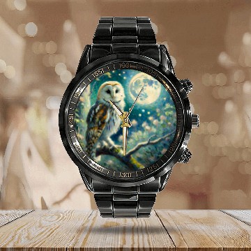 Discover Owl Pet Ancient Hellenic Owl Vibrant Bird Nerd T Boho Nature 4 Calendar Steel Band Watch