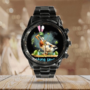 Discover Easter Bunny Easter Egg Hunting Season Funny Duck Hunting Baseball Tees Calendar Steel Band Watch