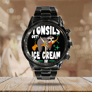 Discover Sloth Pet Tonsils Out Ice Cream In Summer Sloth Gelato Calendar Steel Band Watch