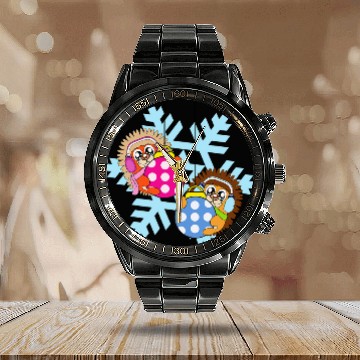 Discover Hedgehog Pet Christmas Balls Winter Snowflake Snow 3 Calendar Steel Band Watch
