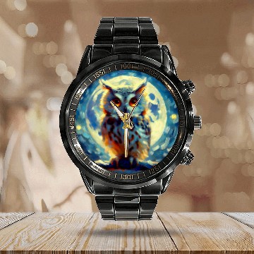 Discover Owl Pet Ancient Hellenic Owl Vibrant Bird Nerd T Boho Nature 6 Calendar Steel Band Watch