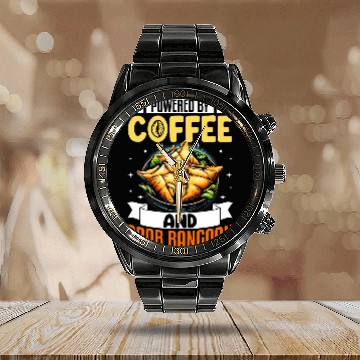 Discover Coffee Fun Crab Rangoon Funny Coffee Lover Seafood Crab Rangoon Calendar Steel Band Watch