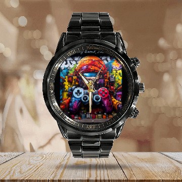 Discover I Paused My Game Just For You AI Generated Graffiti Gaming Calendar Steel Band Watch