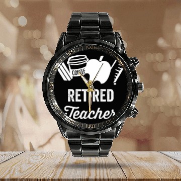 Discover Coffee Fun retired teacher kids back to school coffee Calendar Steel Band Watch