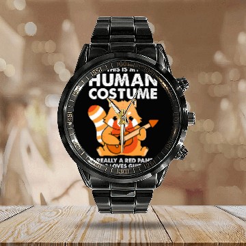Discover Panda Pet This Is My Human Costume Red Panda Guitarist Calendar Steel Band Watch