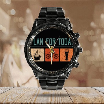 Discover Beer Fun Plan For Today Coffee Cycling Beer Vintage Zip Calendar Steel Band Watch