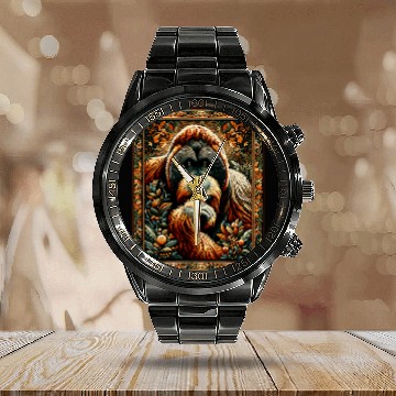 Discover Lion Pet Artwork Elegant Tapestry Motif Style 1 Calendar Steel Band Watch