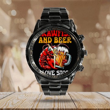 Discover Beer Fun Cajun Crawfish Crayfish Boil Beer Drinking Beer Lover 91 Calendar Steel Band Watch