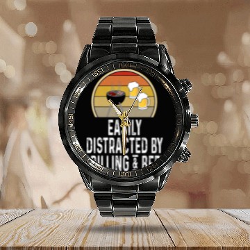 Discover Beer Fun Easily Distracted By Grilling And Beer Charcoal Grill Calendar Steel Band Watch