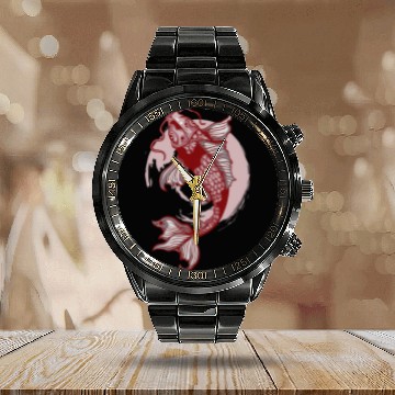 Discover Japanese Tattoo Koi Fish Nishikigoi Fish Gift 3 Calendar Steel Band Watch