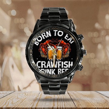 Discover Beer Fun Cajun Crawfish Crayfish Boil Beer Drinking Beer Lover 04 Calendar Steel Band Watch