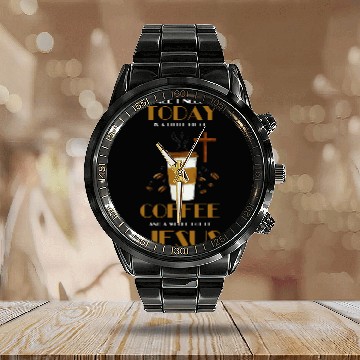 Discover Coffee Fun Religious Christian I Need Is Coffee And Jesus Calendar Steel Band Watch