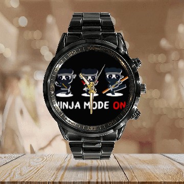 Discover Panda Pet Ninja Mode On Cute Funny Panda Calendar Steel Band Watch for KungFu Lovers Calendar Steel Band Watch