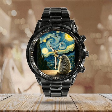 Discover Hedgehog Pet Artistic Hedgehog Van Gogh Style Starry Night Hedgehog Baseball Tees Calendar Steel Band Watch