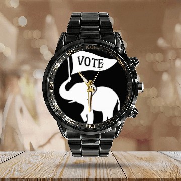 Discover Elephant Pet Republican Party Elephant Baseball Tees Calendar Steel Band Watch