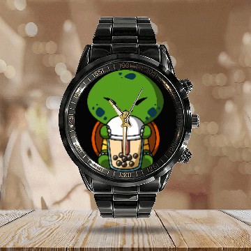 Discover Turtle Pet Kawaii Turtle Boba Milk Tea Bubble Tea Anime Calendar Steel Band Watch