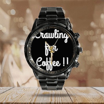 Discover Coffee Fun Cozy Basic Short Sleeve Coffee Top Great Calendar Steel Band Watch