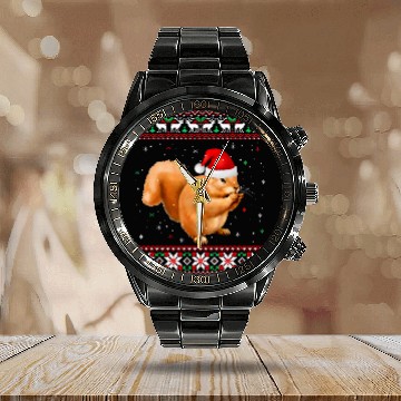 Discover Squirrel Pet Funny Ugly Sweater xmass Animals Christmas Squirrel Lover Calendar Steel Band Watch
