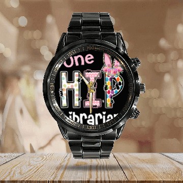 Discover Librarian Job One Hip LibrarianBunny Leopard School staff Easter Baseball Tees Calendar Steel Band Watch