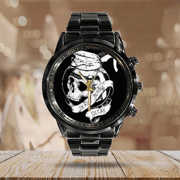 Discover Coffee Fun Death before Decaf Coffee Lover Blackwork Calendar Steel Band Watch
