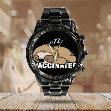 Discover Sloth Pet Vaccinated Women Funny Sleeping Sloth Women Plus Size Baseball Tees Calendar Steel Band Watch