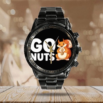 Discover Squirrel Pet Go Nuts Squirrel Walnut Healthy Delicious Nuts Calendar Steel Band Watch