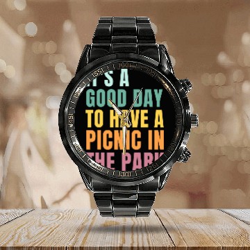 Discover Its a Good Day Picnic Time Trip Summer Vacation Matching Baseball Tees Calendar Steel Band Watch