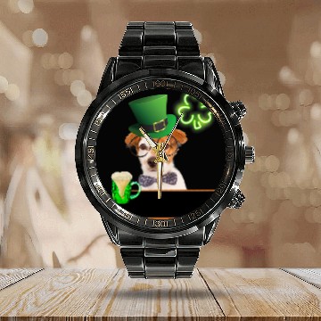 Discover Beer Fun Jack Russell St Patricks Day Irish Green Beer Hat Baseball Tees Calendar Steel Band Watch