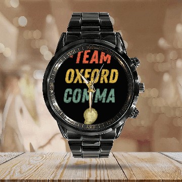 Discover Oxford Comma Grammar Police English Language Grammar Nerd Baseball Tees Calendar Steel Band Watch