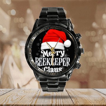 Discover Merry Beekeeper Claus PJS Family Matching Christmas Calendar Steel Band Watch