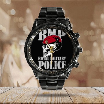 Discover Royal Military Police distressed Zip Calendar Steel Band Watch