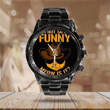 Discover Not So Funny Meow Is It Police Sheriff Cat 9 Baseball Tees Calendar Steel Band Watch