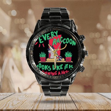 Discover Raccoon Pet Raid Quote Raccoon Cute Trash Panda Baseball Tees Calendar Steel Band Watch