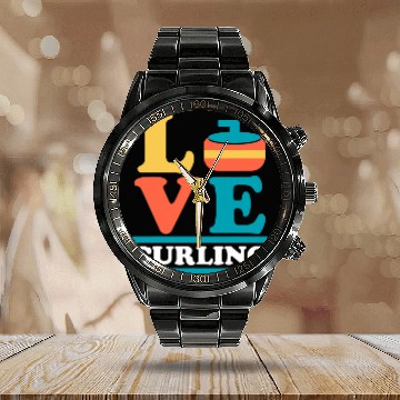 Discover Love Curling Curler Sport Lover Curling Stone Baseball Tees Calendar Steel Band Watch