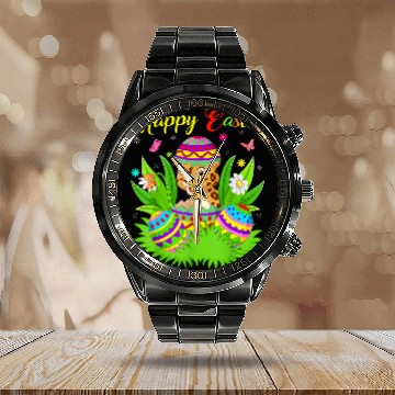 Discover jaguarss Happy Easter Day jaguarss Funny Easter Bunny Eggs Hunt Calendar Steel Band Watch