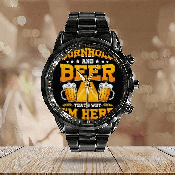 Discover Beer Fun Beer Cornhole And Beer Lover Cornstar Novelty82 Zip Calendar Steel Band Watch