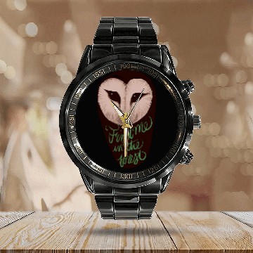 Discover Owl Pet Artsy Barn Owl Baseball Tees Calendar Steel Band Watch