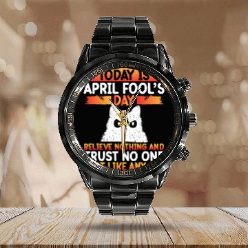 Discover Owl Pet April Fools Day Grumpy Owl Calendar Steel Band Watch