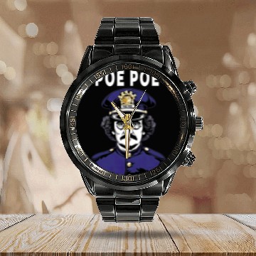 Discover Poe Poe Police Funny Edgar Allan Poe Calendar Steel Band Watch