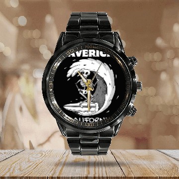 Discover MAVERICKS californias Surf vintages Retro Surfing Calendar Steel Band Watch
