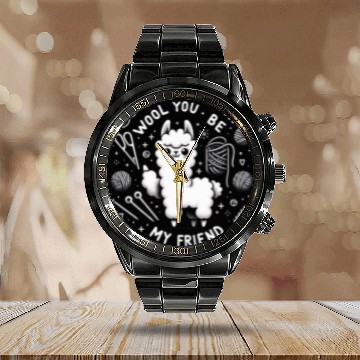 Discover Llama Wool You Be My Friend Funny Graphic Tees Baseball Tees Calendar Steel Band Watch